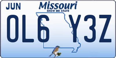 MO license plate OL6Y3Z