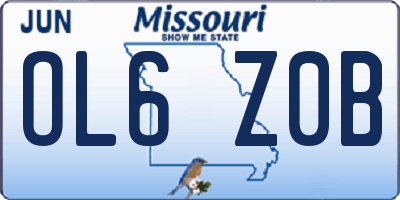 MO license plate OL6Z0B