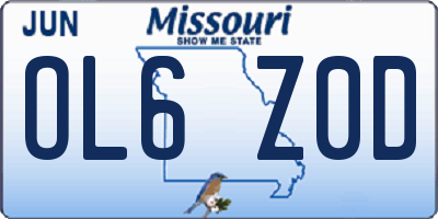 MO license plate OL6Z0D
