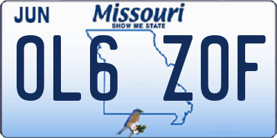 MO license plate OL6Z0F