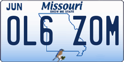 MO license plate OL6Z0M