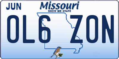 MO license plate OL6Z0N