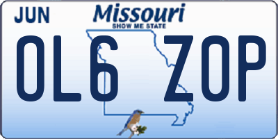 MO license plate OL6Z0P