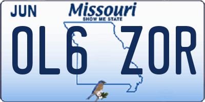 MO license plate OL6Z0R