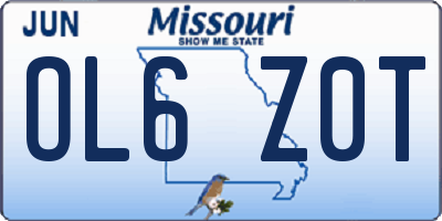 MO license plate OL6Z0T