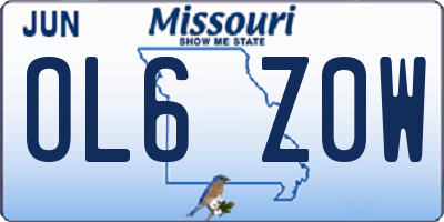 MO license plate OL6Z0W