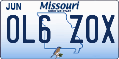 MO license plate OL6Z0X
