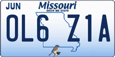 MO license plate OL6Z1A