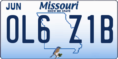 MO license plate OL6Z1B