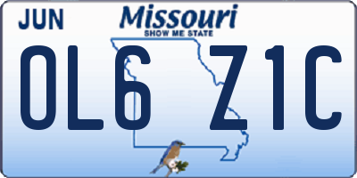 MO license plate OL6Z1C