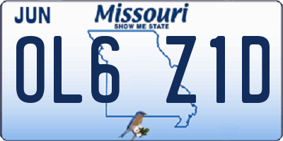 MO license plate OL6Z1D