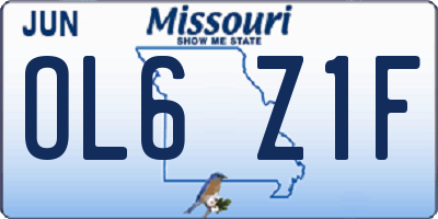 MO license plate OL6Z1F