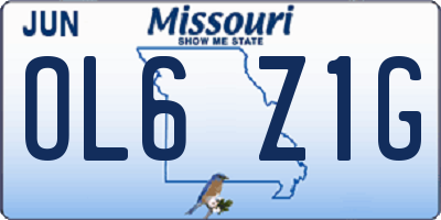MO license plate OL6Z1G