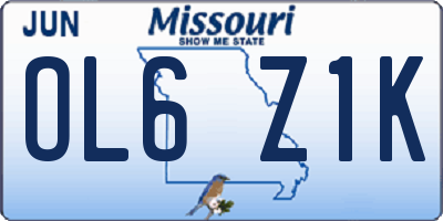MO license plate OL6Z1K