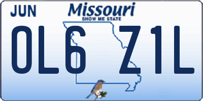 MO license plate OL6Z1L