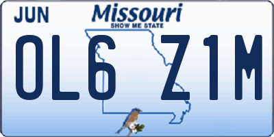 MO license plate OL6Z1M