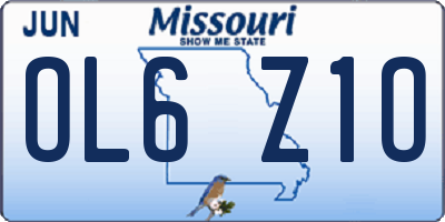 MO license plate OL6Z1O