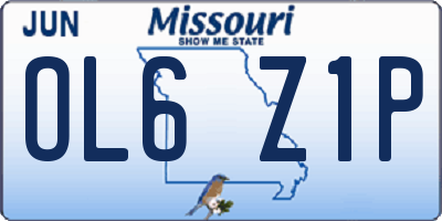 MO license plate OL6Z1P