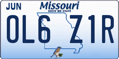 MO license plate OL6Z1R