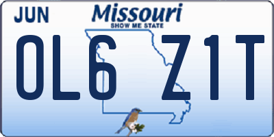 MO license plate OL6Z1T