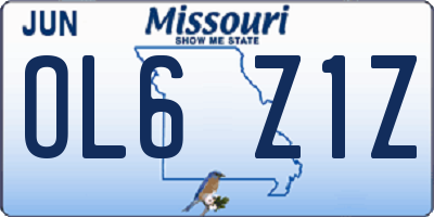 MO license plate OL6Z1Z
