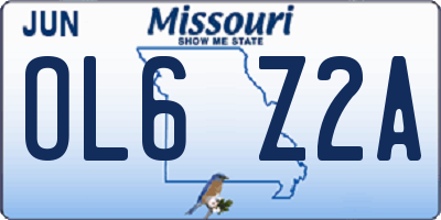 MO license plate OL6Z2A