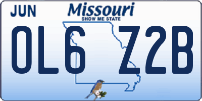 MO license plate OL6Z2B
