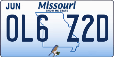 MO license plate OL6Z2D