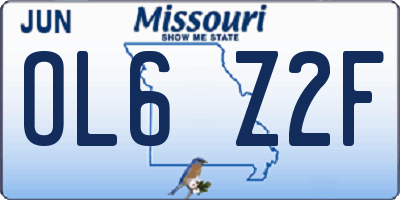 MO license plate OL6Z2F