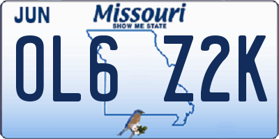 MO license plate OL6Z2K