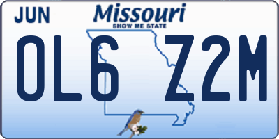 MO license plate OL6Z2M