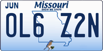 MO license plate OL6Z2N