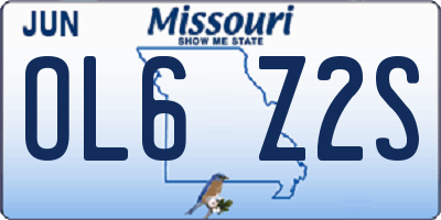 MO license plate OL6Z2S