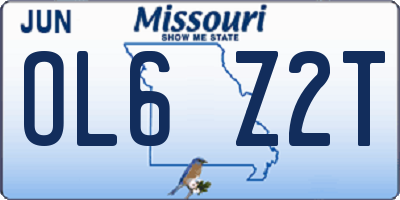 MO license plate OL6Z2T
