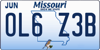 MO license plate OL6Z3B