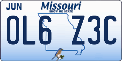 MO license plate OL6Z3C