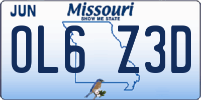 MO license plate OL6Z3D
