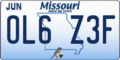 MO license plate OL6Z3F