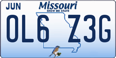 MO license plate OL6Z3G
