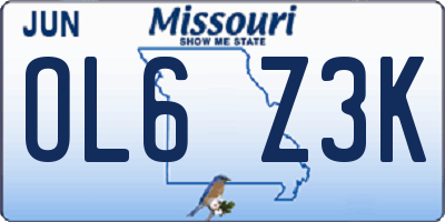 MO license plate OL6Z3K