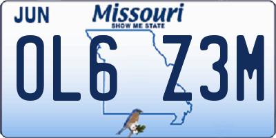 MO license plate OL6Z3M