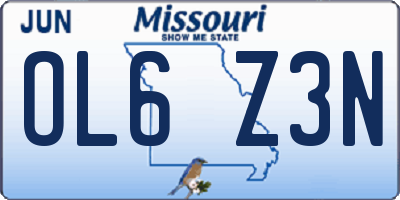 MO license plate OL6Z3N