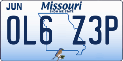 MO license plate OL6Z3P