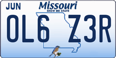 MO license plate OL6Z3R