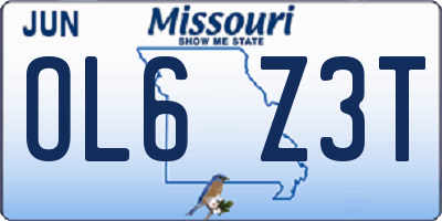 MO license plate OL6Z3T