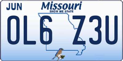 MO license plate OL6Z3U