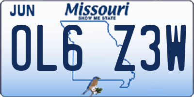 MO license plate OL6Z3W