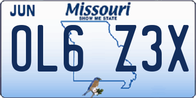 MO license plate OL6Z3X
