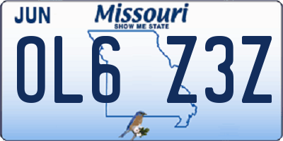 MO license plate OL6Z3Z
