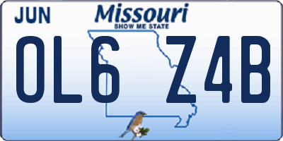 MO license plate OL6Z4B